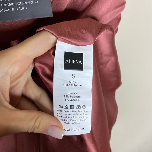 NWT Alieva Nilah Satin Mini Dusty Pink Dress Draped Size S - Picture 12 of 14